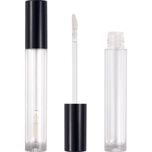 4ml Round Transparent Lip Gloss Tube Empty Plastic Cosmetic Container Shiny Black Lid Packaging Refillable Bottle 50pcs 100pcs