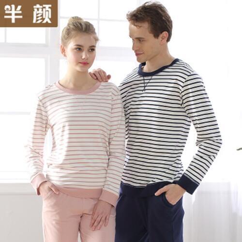 Mens Pajamas Spring Autumn Full Sleeve Sleepwear 100% Cotton Strip Pajamas Men Lounge Pajama Sets Plus size L 3XL Sleep one set