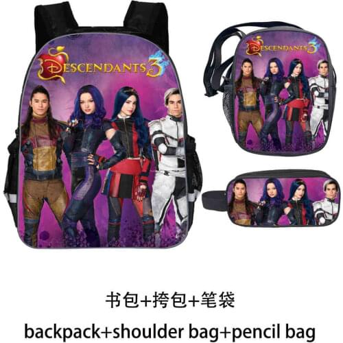 Disney Brand Descendants 3 School Bag Set School Backpack for Teenagers Boys Girls Student Travel Book Bag Schoolbags for Gifts