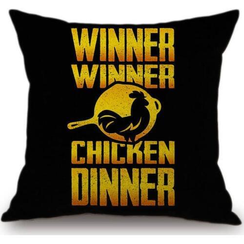 PUBG Letter Print Black Chicken Dinner Video Game Home Decorative Chair Pillow Cover Cotton Linen Rectangle Sofa Cushion Cover