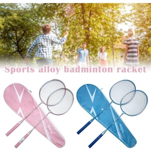 Newly 2pcs Badminton Rackets and Carrying Bag Set Badminton Racquet Set Indoor Outdoor Sports Accessory