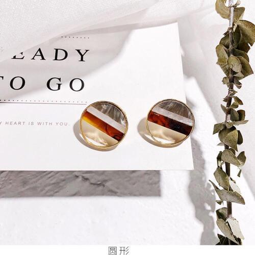 New Fashion Acetate Earrings Geometry Rounded Rectangle Contrast Acrylic Stud Earrings Girls Simple Earrings For Women