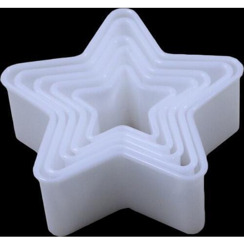 5pcs/set Star Shaped Plastic Cake Mold Cookie Cutter Biscuit Stamp Fondant Cake Decorating Tools Clay Chocolate Cutting