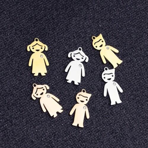 10pcs/Lot Cute Girls Boys Charms Stainless Steel Pendants For Making Necklace Bracelets Family Member DIY Jewelry