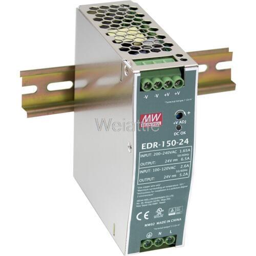 MEAN WELL original EDR-150-24 24V 6.5A meanwell EDR-150 24V 156W Single Output Industrial DIN RAIL