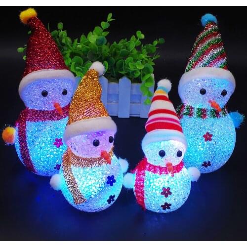 Christmas Snowman Colorful Glowing Party Holiday DIY Props Xmas New Year Lantern Yard Garland Glow In The Dark Decor Supplies