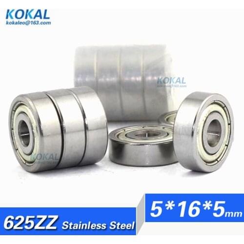 [S625zz]Free Shipping 10pcs stainless steel 5*16*5mm ball bearing stainless S625zz ball bearing S625zz S625-2Z bicycle bearing