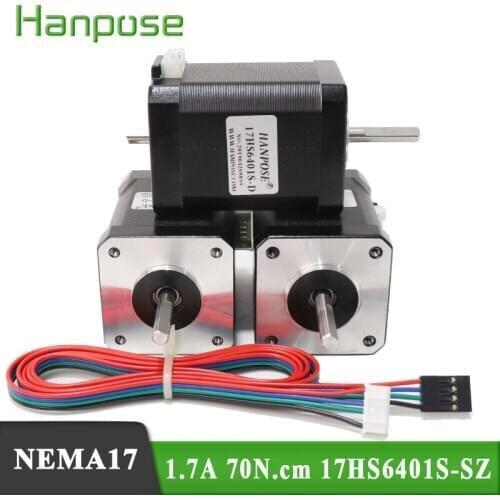 3PCS 42BYGH CNC Stepper Motor1.7A 70N.cm 17HS6401S-SZ 4-lead 12V Double Shaft Nema17 Stepper Motor for 3D printer accessories