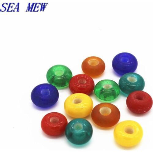 SEA MEW 50 PCS Handmade Glass Beads Bodhi Beads Coloured Glaze Handicraft Flat Round Spacer Bead DIY Jewelry Accessories 145bz