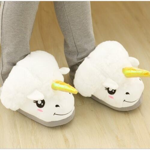 New Women Shoes Female Slippers For Home Use Fantasy White Unicorn Plush Cotton Slipper Slip On Adult Size House Indoor Slippers