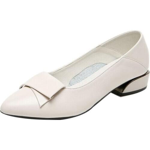 Genuine Leather Shoes 2020 Spring Summer New Shallow Pointed Shoes Light Soft Comfortable High Heel Shoes Large Size Women Shoes