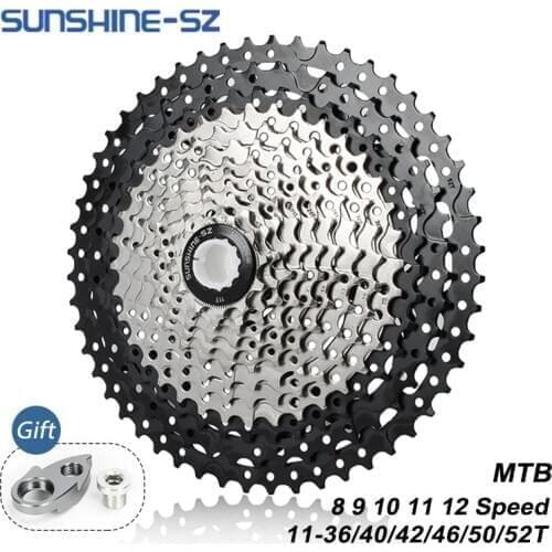 Sunshine Mountain Bike 8 9 10 11 12 Speed Velocidade Bicycle Cassette MTB Freewheel Sprocket 36T 40T 42T 46T 50T 52T for SHIMANO