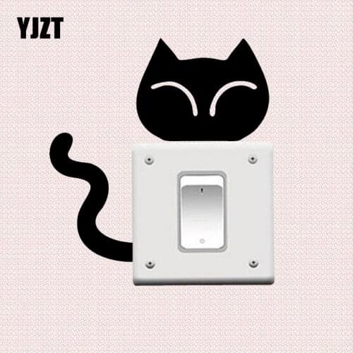 YJZT Funny Cat Animal Wall Vinyl Decal Switch Sticker Cartoon Pattern 17SS0231