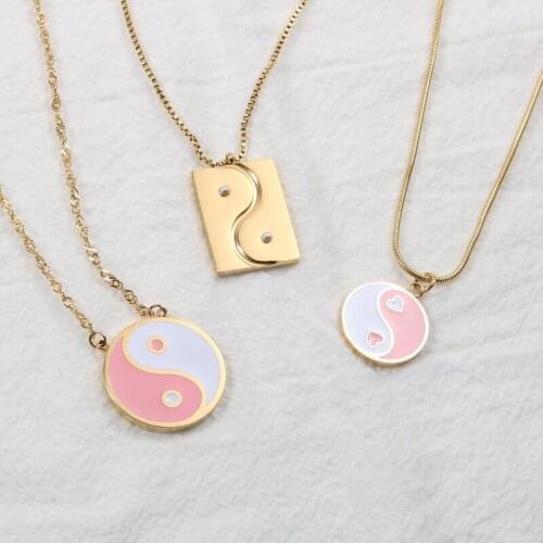Joolim Jewelry PVD Gold Finish Antique Eight Diagram Pendant Necklace Stylish Stainless Steel Necklace