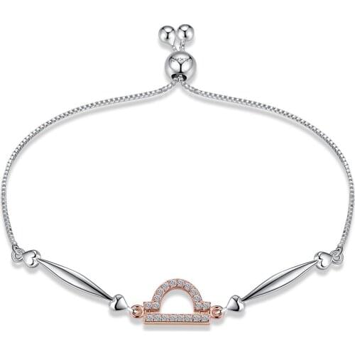 ZEMIOR Constellation Bracelet For Women Sterling Silver 925 Jewelry Clear CZ Balance Charm Bracelets Birthday To Girlfriend