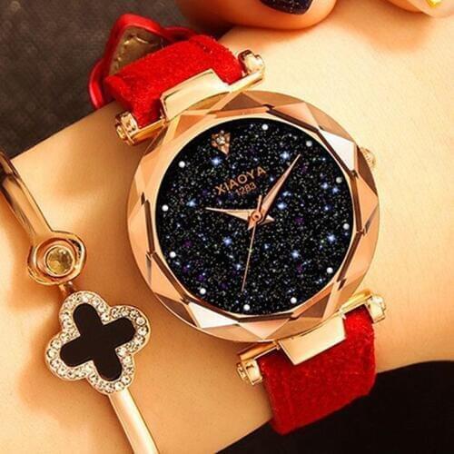 Womens Watch Luxury Quartz Crystal Fashion Starry Sky Ladies Watches Multicolor Leather Shine Wristwatch Saati Feminino Relogio