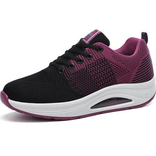Women Purple Grey Air Mesh Chunky Sneakers For Women Platform Thick Bottom Wedges Casual Sports Shake Vulcanized Shoes New 2020