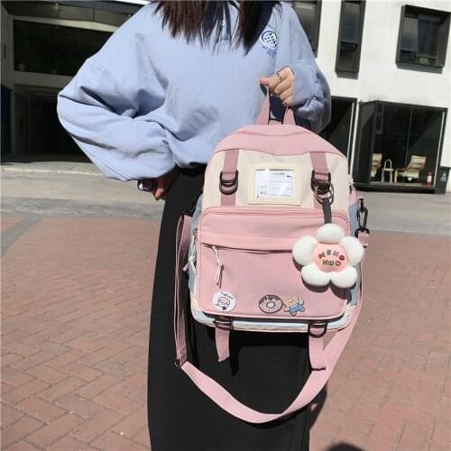 Female School Bag Transparent Pocket New Multifunction Women Backpack Young Girl Ring Buckle Lovely Backpacks for Teenage Girls