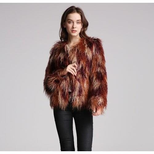 Large size womens fur imitation fur coat Korean color beach wool womens short coat