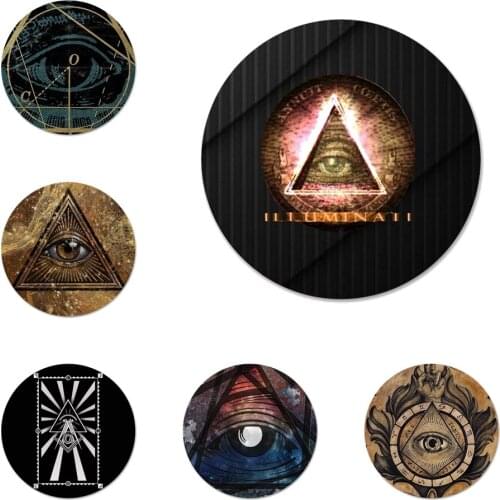 Pyramid eye symbol illuminati Icons Pins Badge Decoration Brooches Metal Badges For Backpack Decoration 58mm