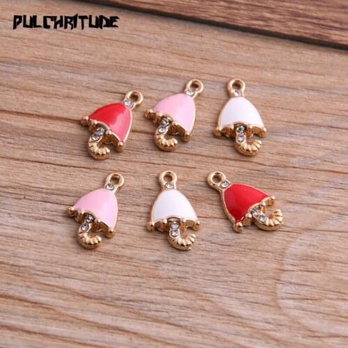 10pcs 10*17mm Three Color Alloy Metal Drop Oil Umbrella Charms Pendant For DIY Bracelet Necklace Jewelry Making