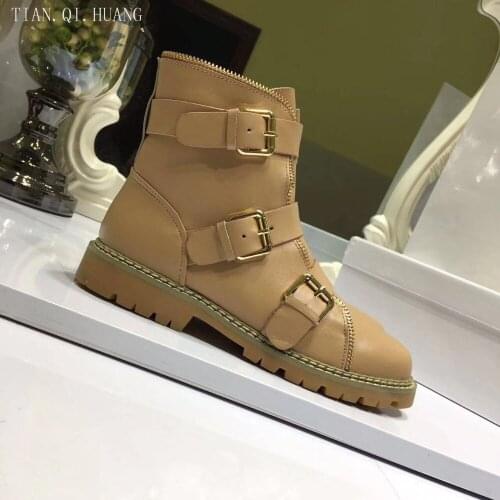 2018 New Style Classic Fashion Design Woman Ankle Boots Women Boots Shoes High Quality Motorcycle Genuine Leather boots