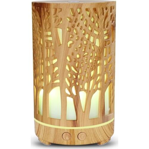 2021 200ML Hot Sale Gift USB Forest Pattern Hollow Ultrasonic Humidifier Smart Aromatherapy Aroma Diffuser 7 Led Lights