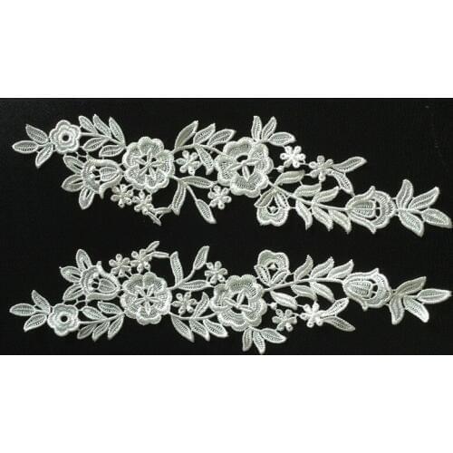32cm*8.5cm polyester mirrored embroidery flower applique, embroidery lace patches,veil applique,XFT0719G
