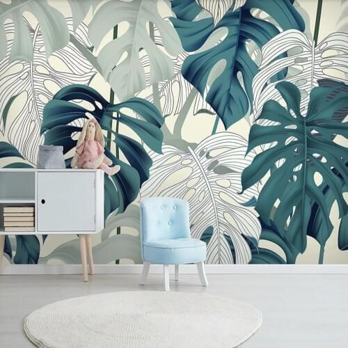 Milofi custom 3D wallpaper mural hand painted tropical plants background wall decoration painting wallpaper mural