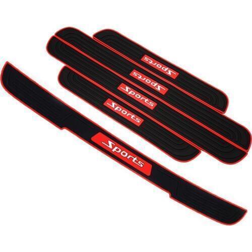 5pcs Car Door Sill Cover Trunk Bumper Scratch Protector Non-slip Pad Cover Sport Style Rubber Universal