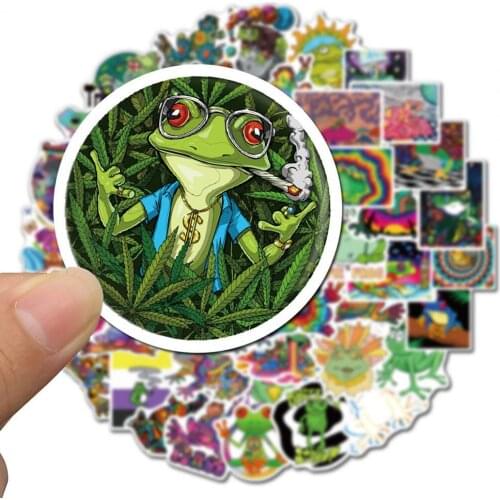 50Pcs Graffiti Stickers Cartoon Frogs Pattern Toys Sticker DIY Seamless PVC Pencil-box Stationery Skateboard Handbags Car Decals