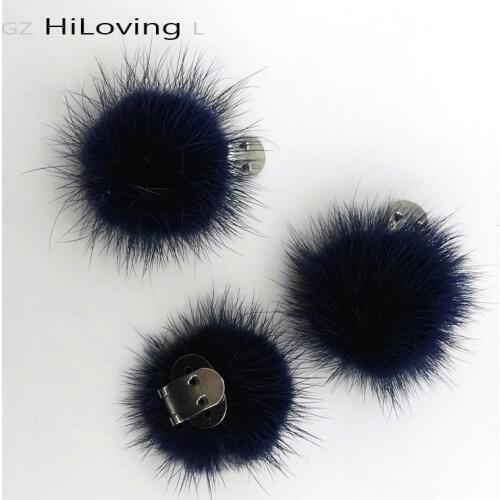 GZhilovingL Special Genuine Mink Fur Pom pom shoes Clip Fashion Winter Women Hats Accessories Fur Clothing Hair Band Accessories
