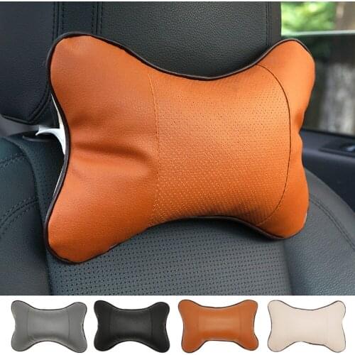 Car Neck Pillows PU Leather Head Support Protector Black/red Universal Headrest Backrest Cushion Easy Install and Clean