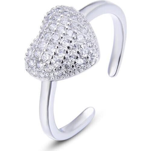 Noble Women Rings Pure 925 Sterling Silver Jewelry Anniversary Love Heart Ring Zircon Engagement Ring For Lady Bridal Wedding