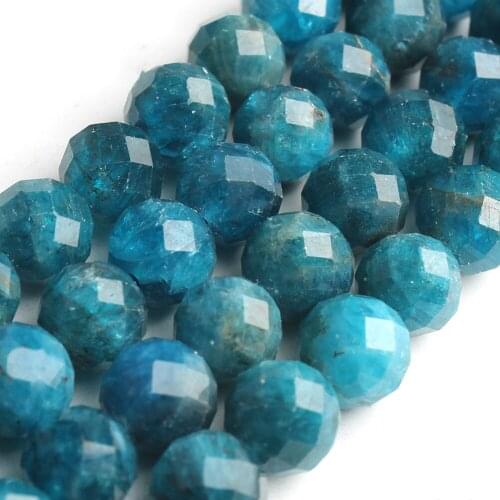 Wholesale Natural Faceted Apatite Stone Beads 8mm Round Loose Beads For Jewelry Making DIY Charm Bracelet Necklace Accessories 7
