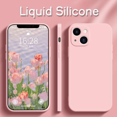 Luxury Original Candy Square Phone Case For iPhone 11 12 Pro Max Mini X XS XR 7 8 Plus SE 2 2020 Liquid Silicone Thin Soft Cover