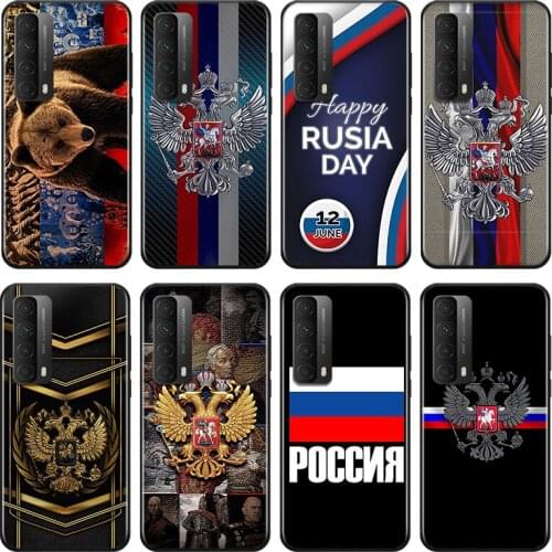 Russian Flag Totem For Huawei Y9A Y9S Y9 Y8P Y8S Y7A Y7P Y7 Y6 Y6P Y6S Y5P Y5 Prime Pro 2019 2020 Black Soft Phone Case