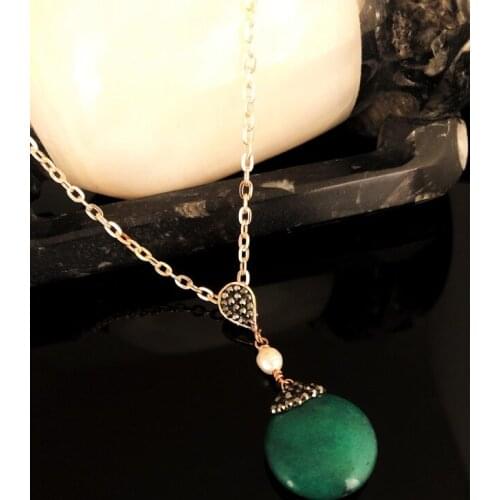 Dr Stone Natural Stone Women 'S Agate Stone Rose Gold Plated Necklace KRB355 372868676