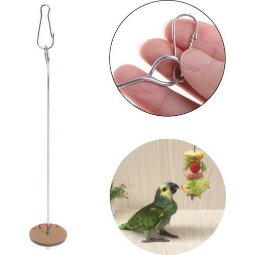 Parrots Birds Food Holder Support Stainless Steel Fruit Spear Stick Meat Skewer