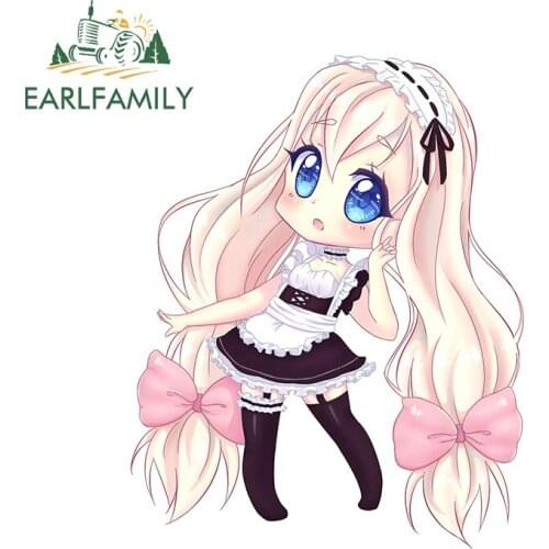 EARLFAMILY 13cm x 10.4cm for Maid Chibi Car Stickers and Decals Waterproof Scratch-proof Car Styling Vinyl Material Decoration