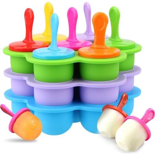 7 Holes Ice Cream Ice Pops Mold Ball Maker Tray Food Grade Silicone Popsicle Mould DIY Fruit Shake Accessories Kitchen Tools