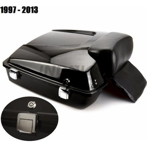 Gloss black FLHR Razor Tour Pak Pack FLHTC Trunk with Backrest For harley Road glide Street Glide 1997-2013