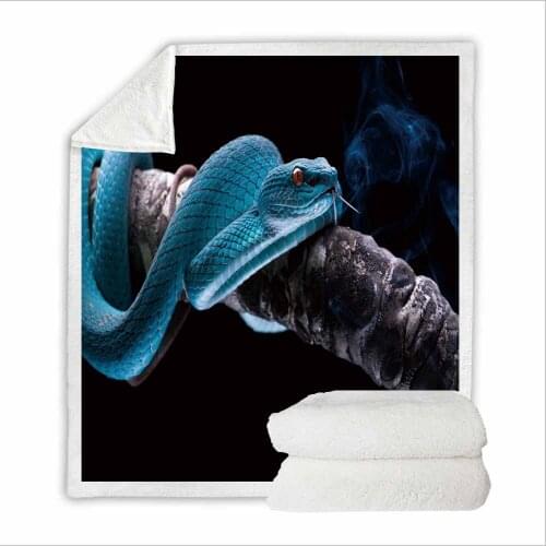 HELENGILI animals series snake Sherpa Blanket Girly Floral Bedspread Velvet Plush Soft Comfortable Camping Aircraft Blanket
