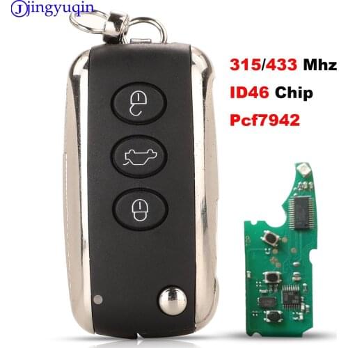 Jingyuqin 315/433 MHz PCF7942 With ID46 Chip Remote Car Key For Bentley Continental GT Continental Flying Spur