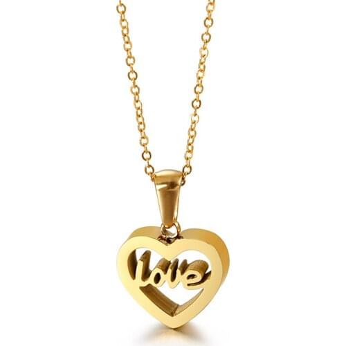 Korean version of the new heart-shaped love womens titanium steel necklace love creative clavicle chain