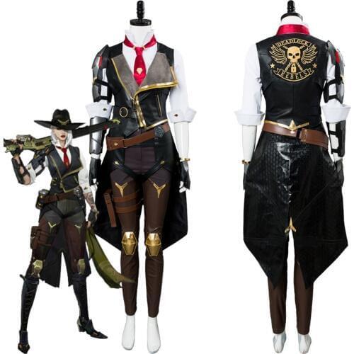 OW Ashe Cosplay Costume Elizabeth Caledonia Cosplay Ashe Shoes Outfit Full Suit For Adult Women Halloween Carnival Costumes