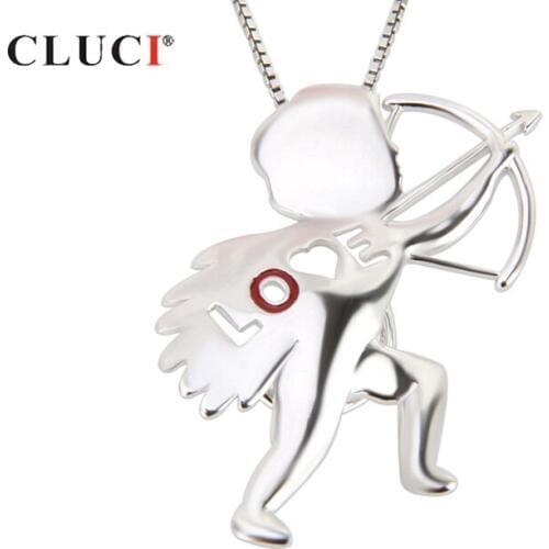 CLUCI 925 Sterling Silver Pendant Jewelry Cupid Shaped Pendant Locket Valentines Day Gift for Wife Women Girlfrien SC181SB