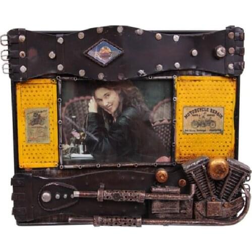 Photo Frame Metal Vintage Motorcycle Decor Decorative Gift Trinket Miniature Nostalgic Handmade Hand Painted Quality Durable