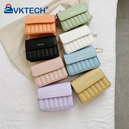 Fashion Women Embossed PU Leather Shoulder Crossbody Messenger Bag Casual Ladies Solid Color Chain Small Flap Handbags Purse