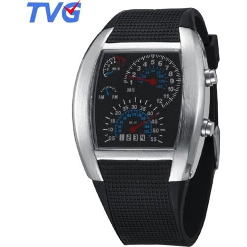 Men Led Digital Watches Fashion Binary Watches TVG Silicone Strap Electronic Watches Men Military Sports Watches montre homme